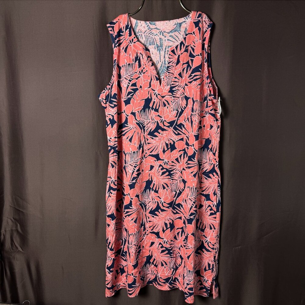 Lands' End Women's M LONG Cotton Jersey Sleeveless Swim Cover-up Dress Wood Lily